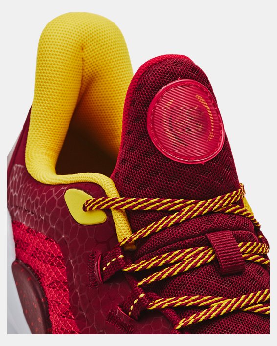 Unisex Curry 11 Bruce Lee 'Fire' Basketball Shoes in Red image number 5